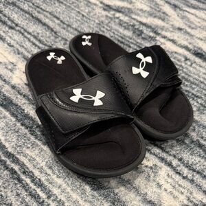 Under Armour Kids Black and White Slide Sandals